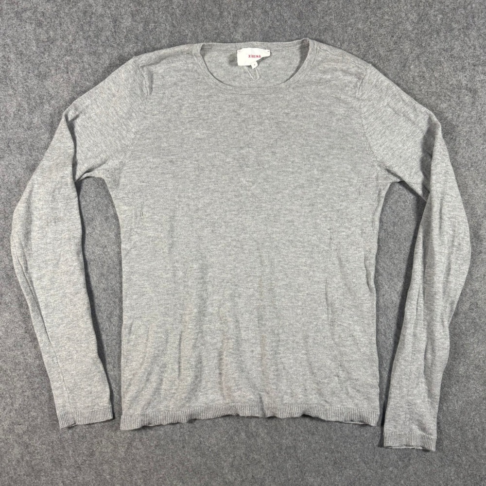 Xirena Sweater Womens Medium Grey Cotton Cashmere Blend Long Sleeve Crewneck